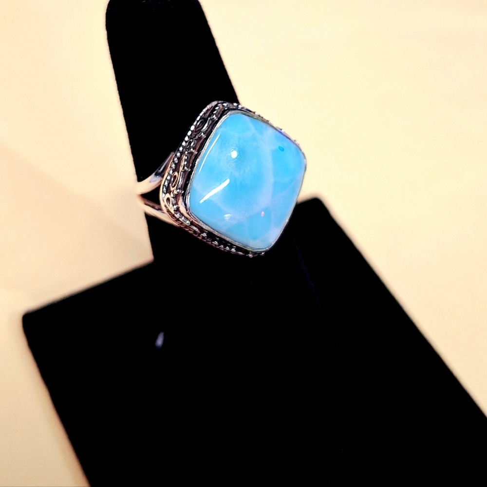 Larimar Ring, sterling sz 6